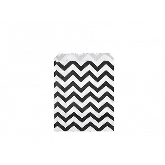 Pungi hârtie mici, 10x14 cm (pachet 100 Buc.) - alb-negru - chevron