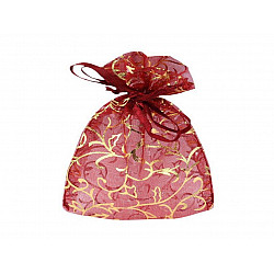 Săculeț organza cu lurex, 7x10 cm (pachet 5 Buc.) - bordo deschis