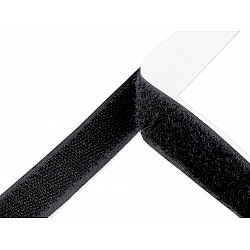 Bandă arici autoadezivă, complet (puf + scai), 20 cm x 20 mm, negru, 10 perechi