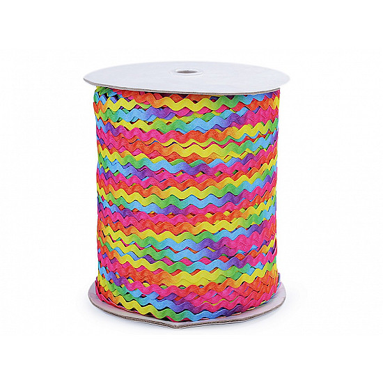 Bandă zig-zag curcubeu, lățime 6 mm, multicolor, 1 m