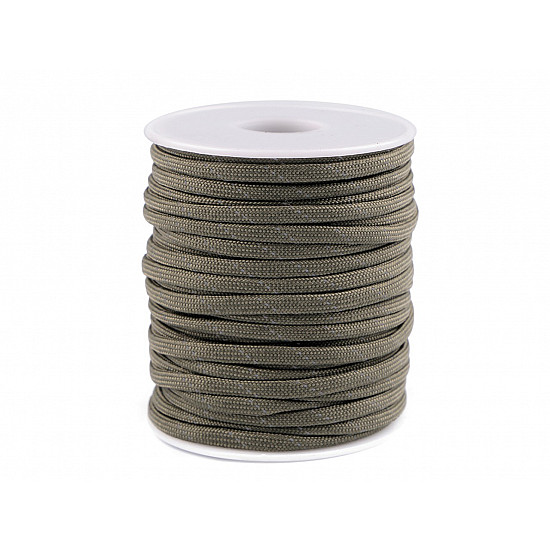 Cordelină paracord cu fir reflectorizant, Ø4 mm (rola 25 m) -  gri verzui