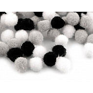 Pompoane mix culori, Ø10 mm, negru, 1 pungă