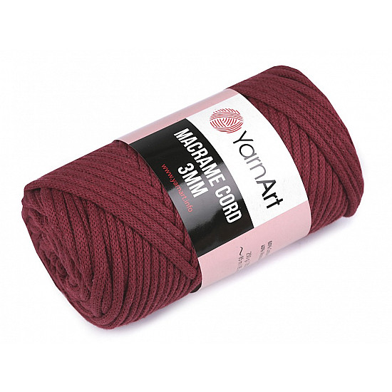 Fir de tricotat / croșetat Macrame Cord, 250 g - bordo