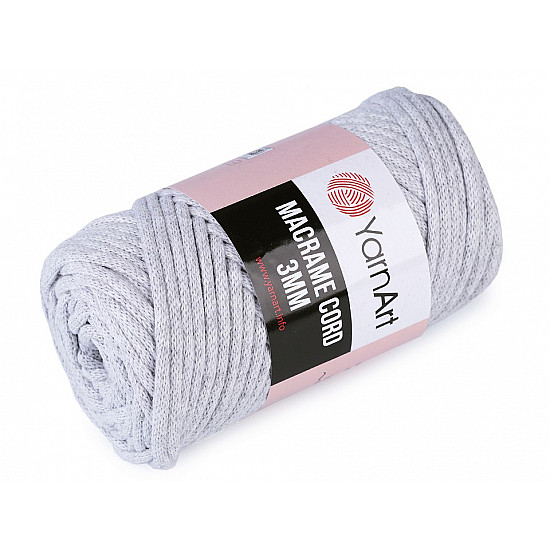 Fir de tricotat / croșetat Macrame Cord, 250 g - gri foarte deschis