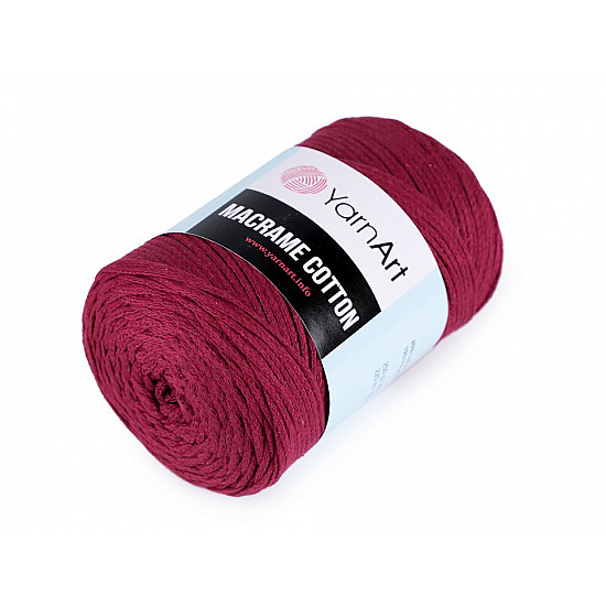 Fir de tricotat / croșetat Macrame Cotton, 250 g - bordo deschis