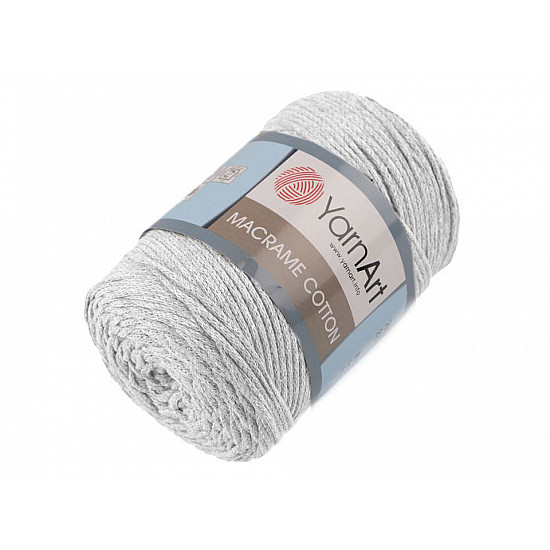 Fir de tricotat / croșetat Macrame Cotton, 250 g - gri foarte deschis