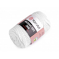 Fir de tricotat / croșetat Macrame Rope, 3 mm, 250 g - alb