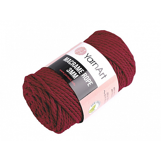 Fir de tricotat / croșetat Macrame Rope, 3 mm, 250 g - bordo