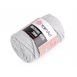 Fir de tricotat / croșetat Macrame Rope, 3 mm, 250 g - gri foarte deschis