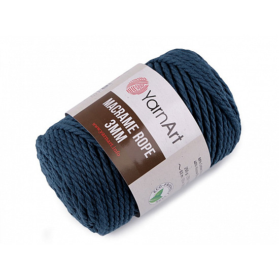 Fir de tricotat / croșetat Macrame Rope, 3 mm, 250 g - gri petrol