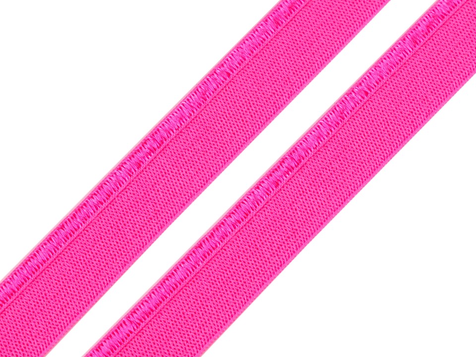 Elastic cu paspoal, lățime 11 mm (card 25 m) - roz neon