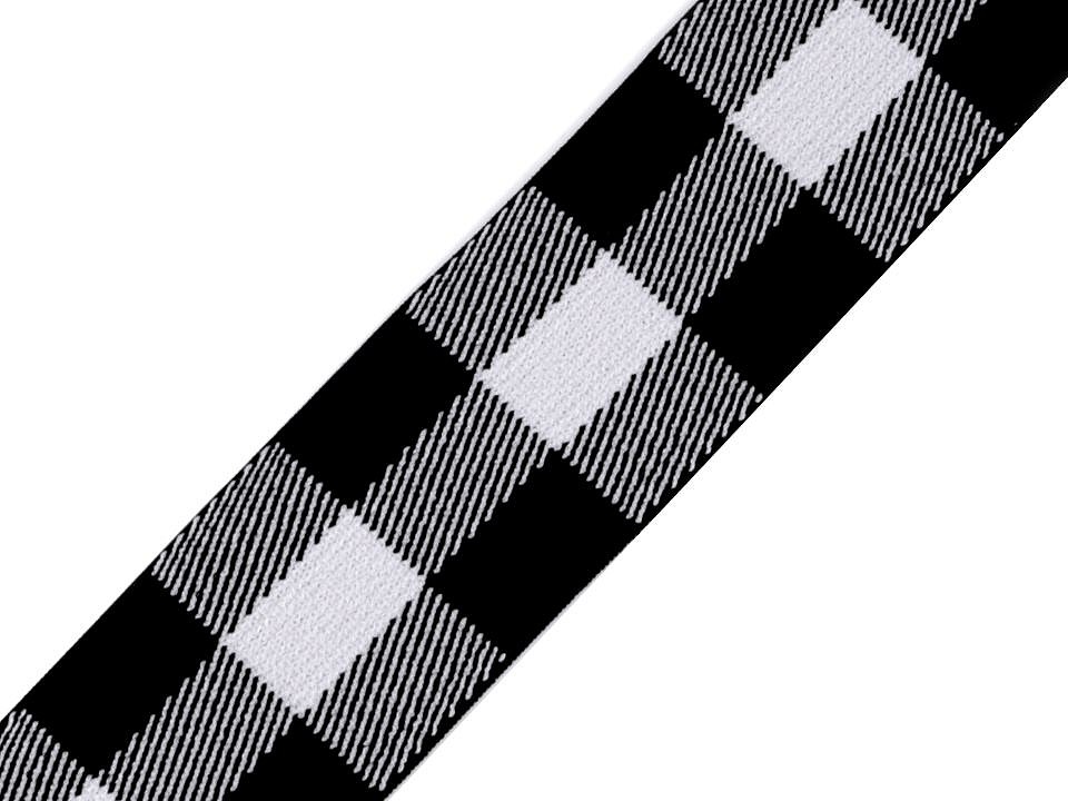 Elastic lat carouri la metru, lățime 40 mm - alb-negru