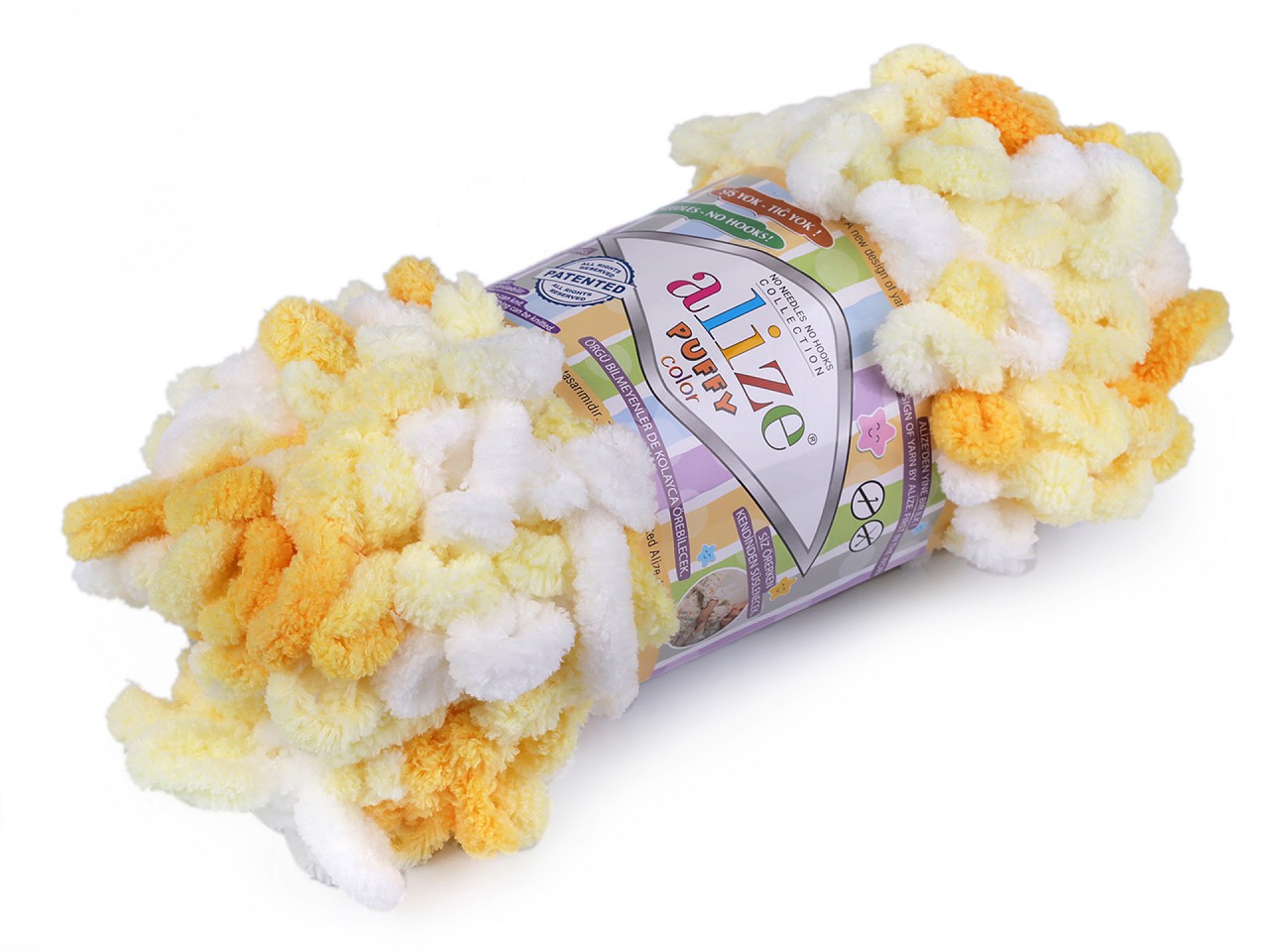 Fir de tricotat Alize Puffy color, 100 g, galben